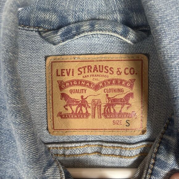 Levis Jean Jacket Womens Size Small Light Wash Trucker Denim Original STAINED - Picture 5 of 13